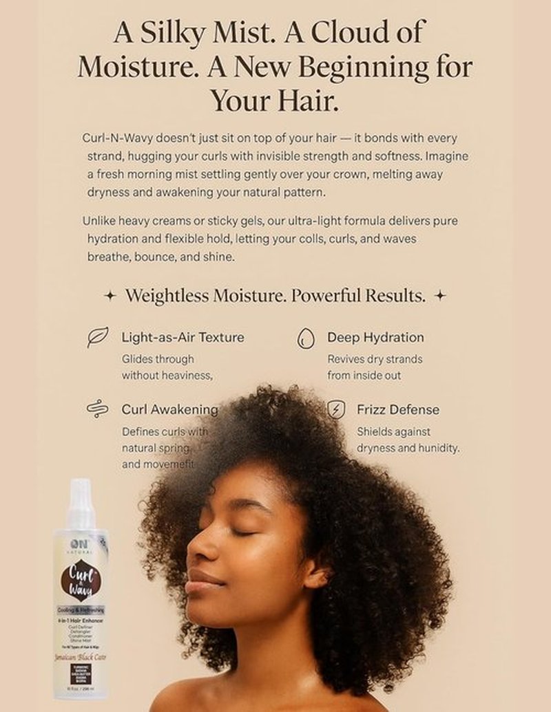 ON Natural Curl-N-Wavy 4-in-1 Hair Enhancer - Cherry Blossom Scent | 10 OZ for All Hair Textures