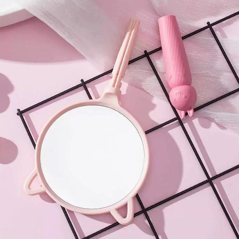 4 Pieces Hair Brush Hair Comb Set For Women Girls Gift Cute shaped Hair Comb Hair Brush Handheld Mirror Set Travel Detangling Comb Massage HairBrush with Air Cushion For Wet Dry Hair (Pink)