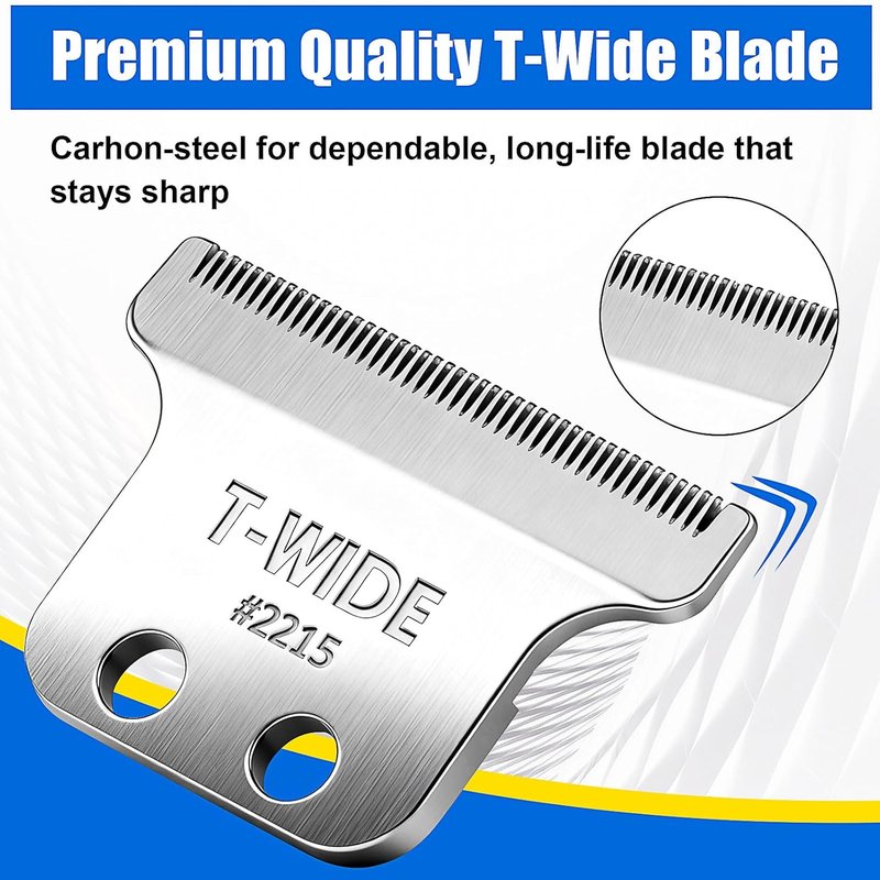 Wahl 2215 Replacement T Wide Blades - Adjustable Stainless Steel Zero-Gap for 5 Star Detailer Trimmer (Silver)