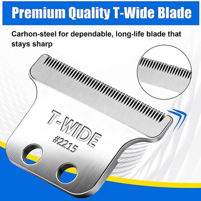 2215 Replacement T Wide Blades Compatible with Wahl 5 Star Detailer Li Trimmer(8081) and (8171) - Adjustable Stainless-steel Zero-Gap Trimmer Blade （1PC-silver)