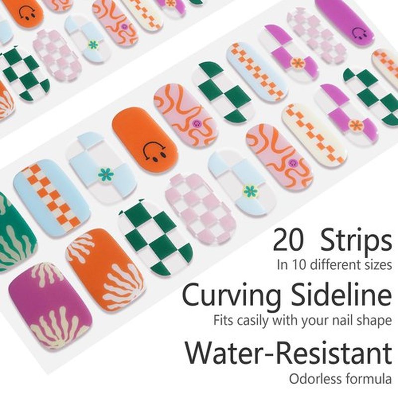 LabTabBa 20pcs Semi Cured Gel Nail Strips Salon Quality DIY Wraps UV Light Required