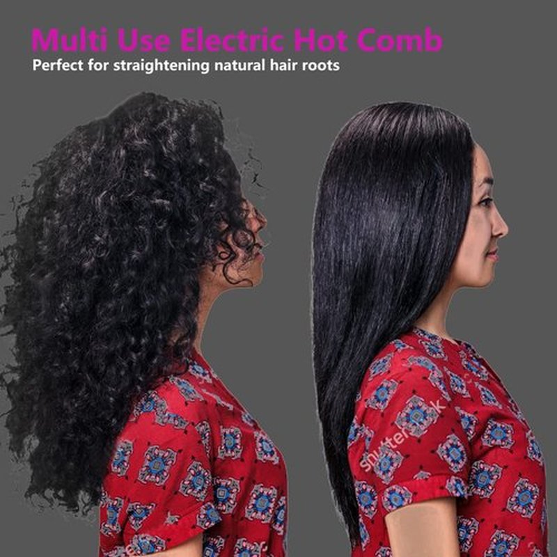 Dan Technology Mini Hot Pressing Comb 450℉ Dual Voltage Electric Straightener for Wigs and Natural Black Hair - Travel & Home Use