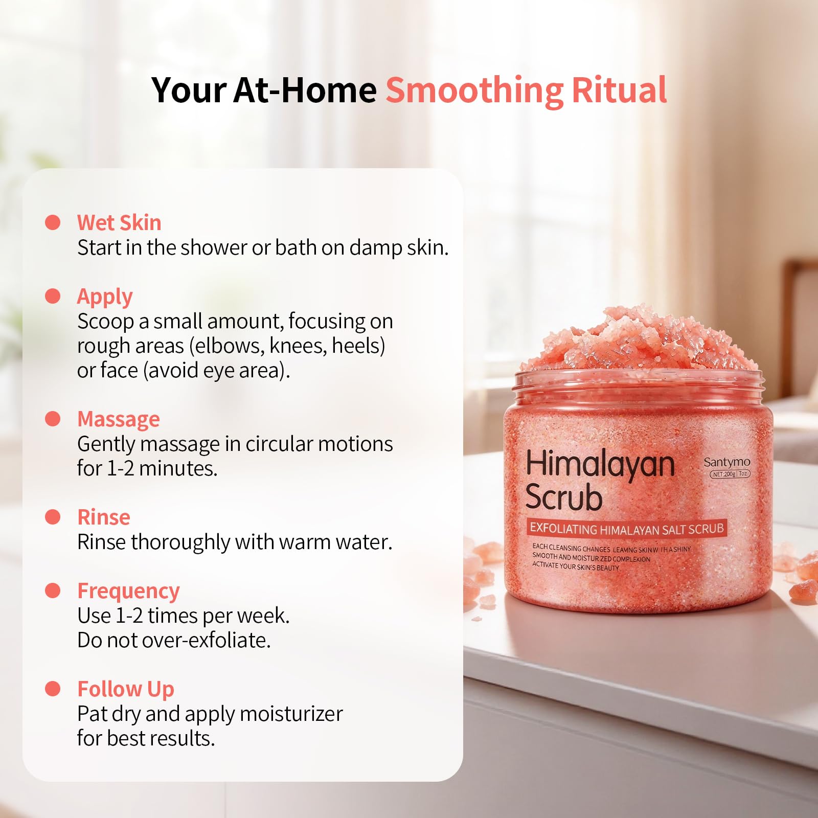 Himalayan Salt Scrub 7 oz for All Body, Natural Exfoliating Body Scrub with Squalane & Aloe Vera, Deeply Moisturizing Face Scrub, Fights Stretch Marks, Fine Lines, Wrinkles, Self Care Gift