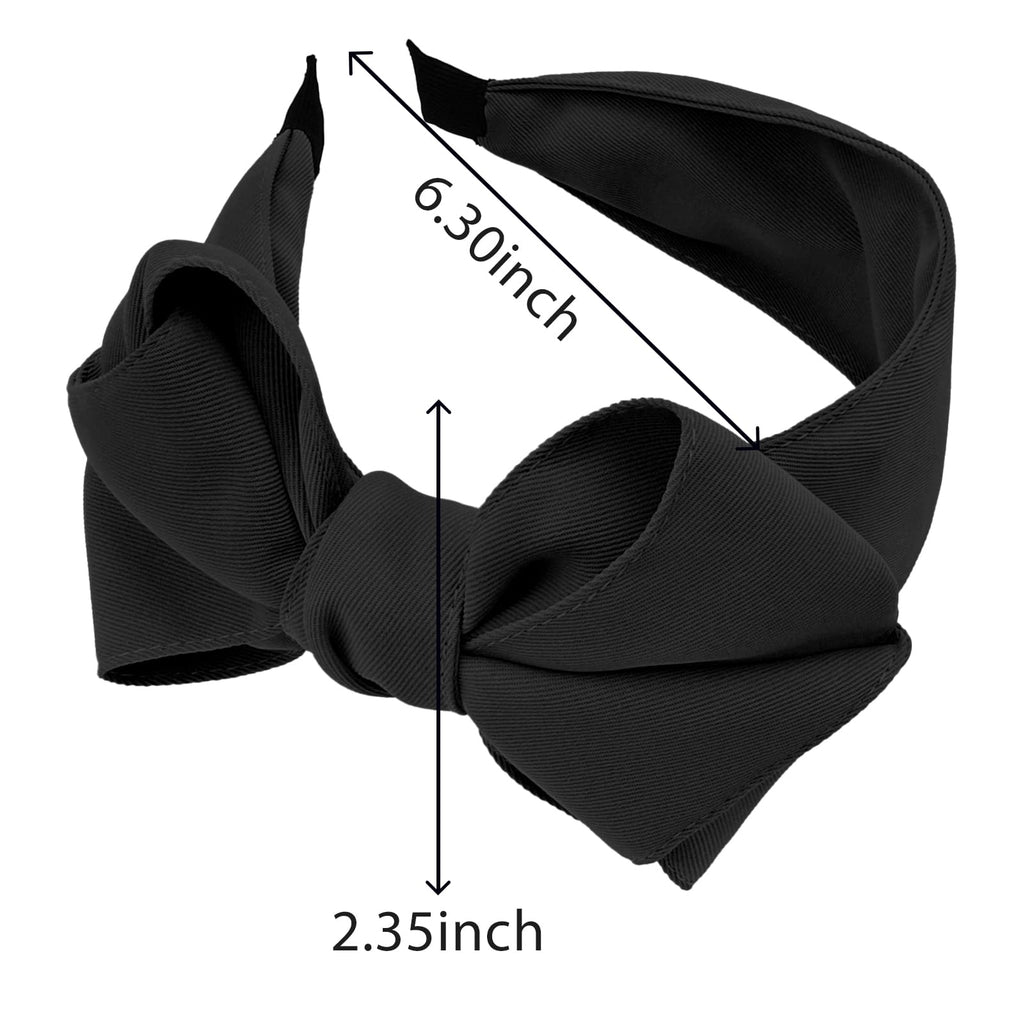 Yonchic Bow Knotted Wide Headband, Cute Headbands for Women Girls Thin/Medium Thick Hair, Non-Slip Fashion Hairbands Hair Accessories (Black)