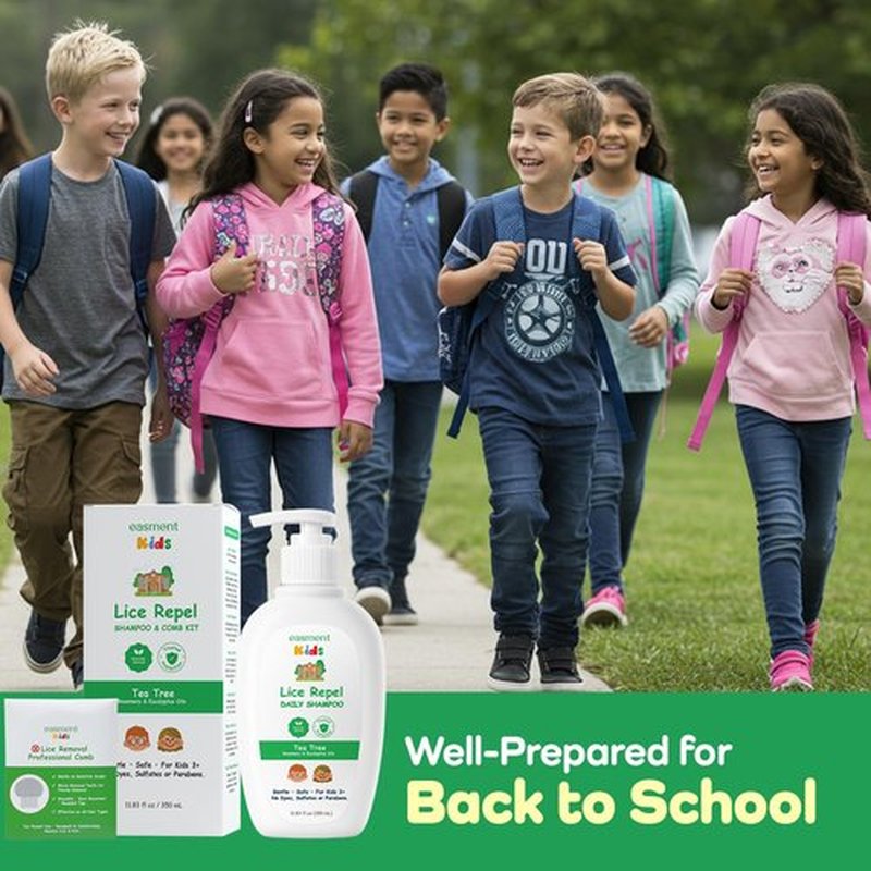 Lice Shampoo & Comb for Kids Kit: Head Lice Prevention Shampoo with Powerful Tea Tree & Rosemary Oils, Professional Lice Comb Defenses Lice & Nits(Eggs), Para Piojos y Liendres, Perfect for Kids 3+