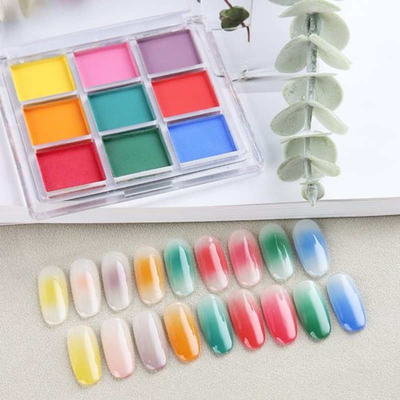 SUTOKAKA 2 Pack Ombre Nail Pigment Powder Set Mixed Color Solid Gradient Nail Powder Palette Nail Glitter Rub on Dust for Nail Art Design Manicure Accessories