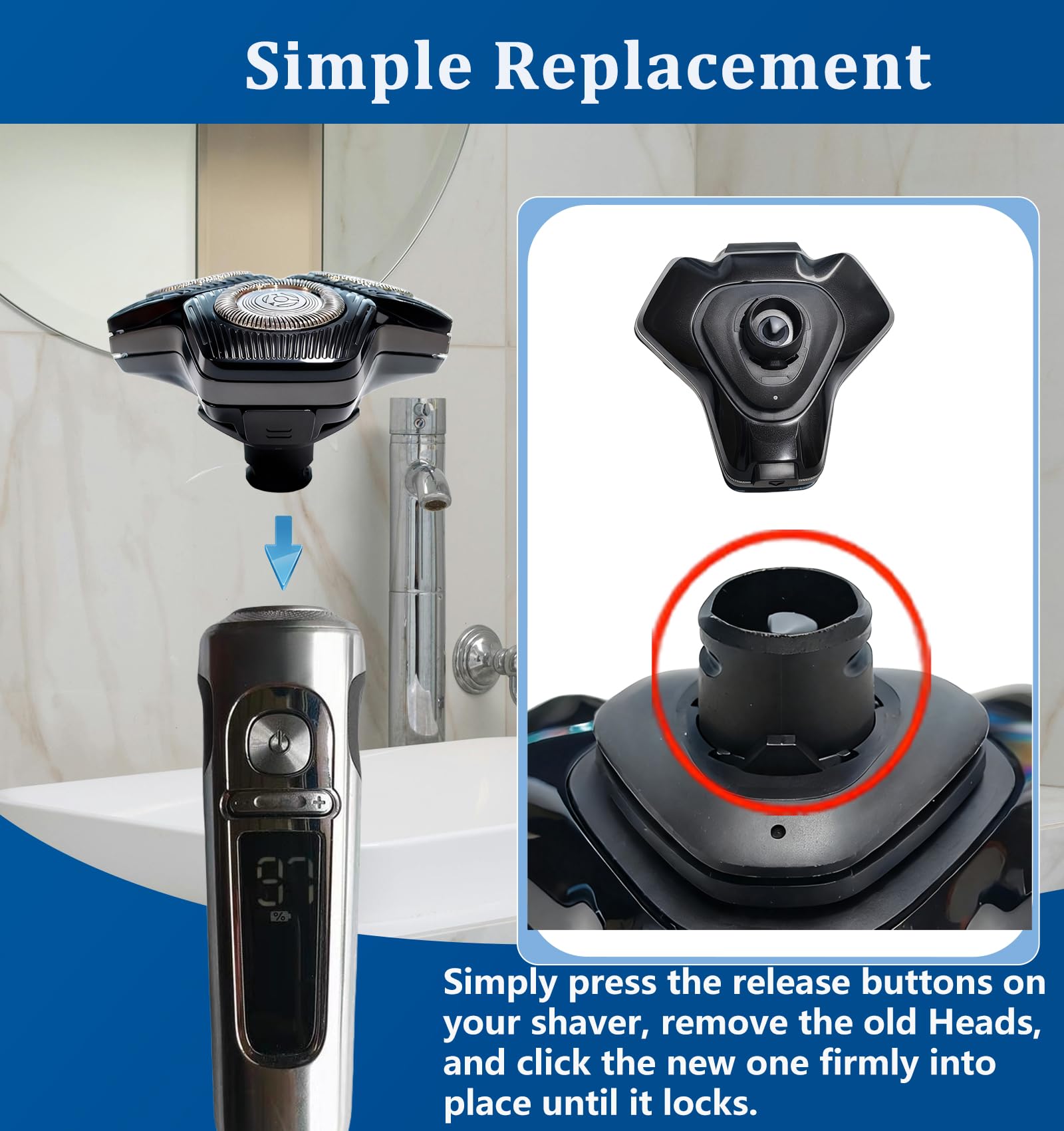SH71 Replacement Shaving Heads Compatible with Phili*s Shavers Series S7000 (S7XXX)