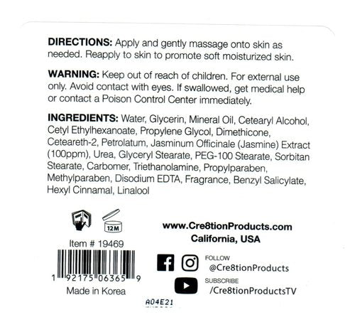Cre8tion Spa Hand & Body Lotion Nourishing Skin Lotion Moisturizer From Dryness and Flaking 750ml / 25 fl oz (Jasmine)