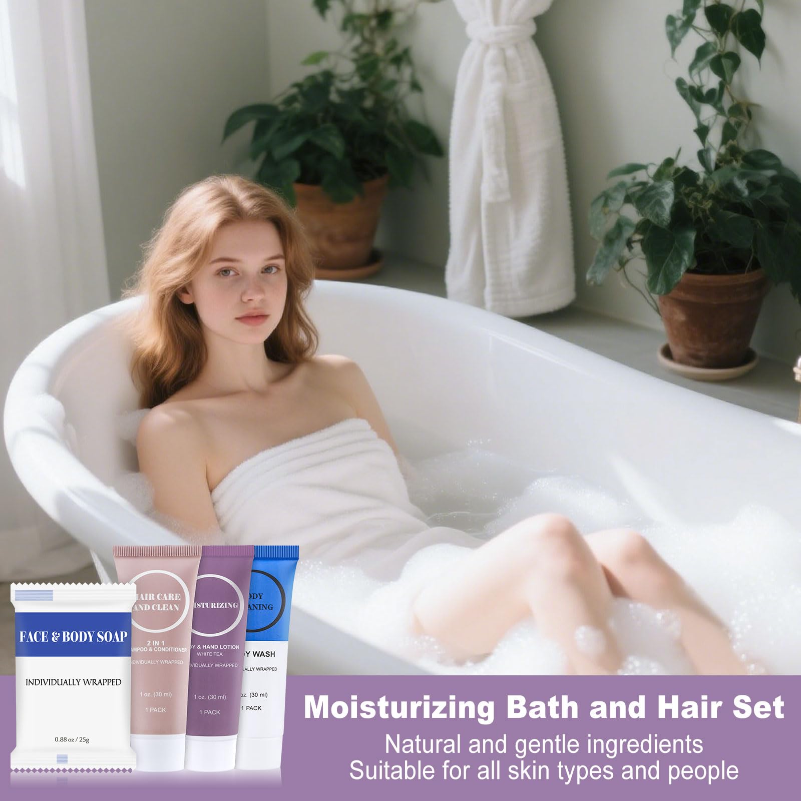 Travel Size Toiletries Set Bulk, Individually Wrapped 1 oz Mini Body Lotion Shampoo & Conditioner Body Wash 0.88 oz Bars Soap Toiletry Kit Guest Amenities for Hotel/Shelter/Homeless/Charity (40 Pack)