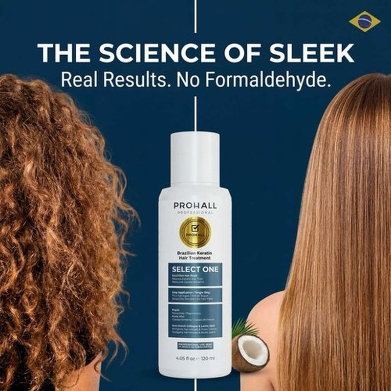 Prohall Select Brazilian Keratin Treatment - Formaldehyde-Free Blowout Complex | 4.05 oz Hair Treatment