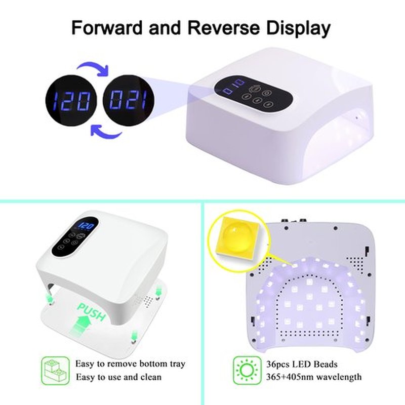 PASSHA 72W Cordless LED Nail Lamp, Rechargeable UV Nail Dryer for Gel Polish, Portable Manicure Light with 4 Timers, LCD Display, 36 LED Beads