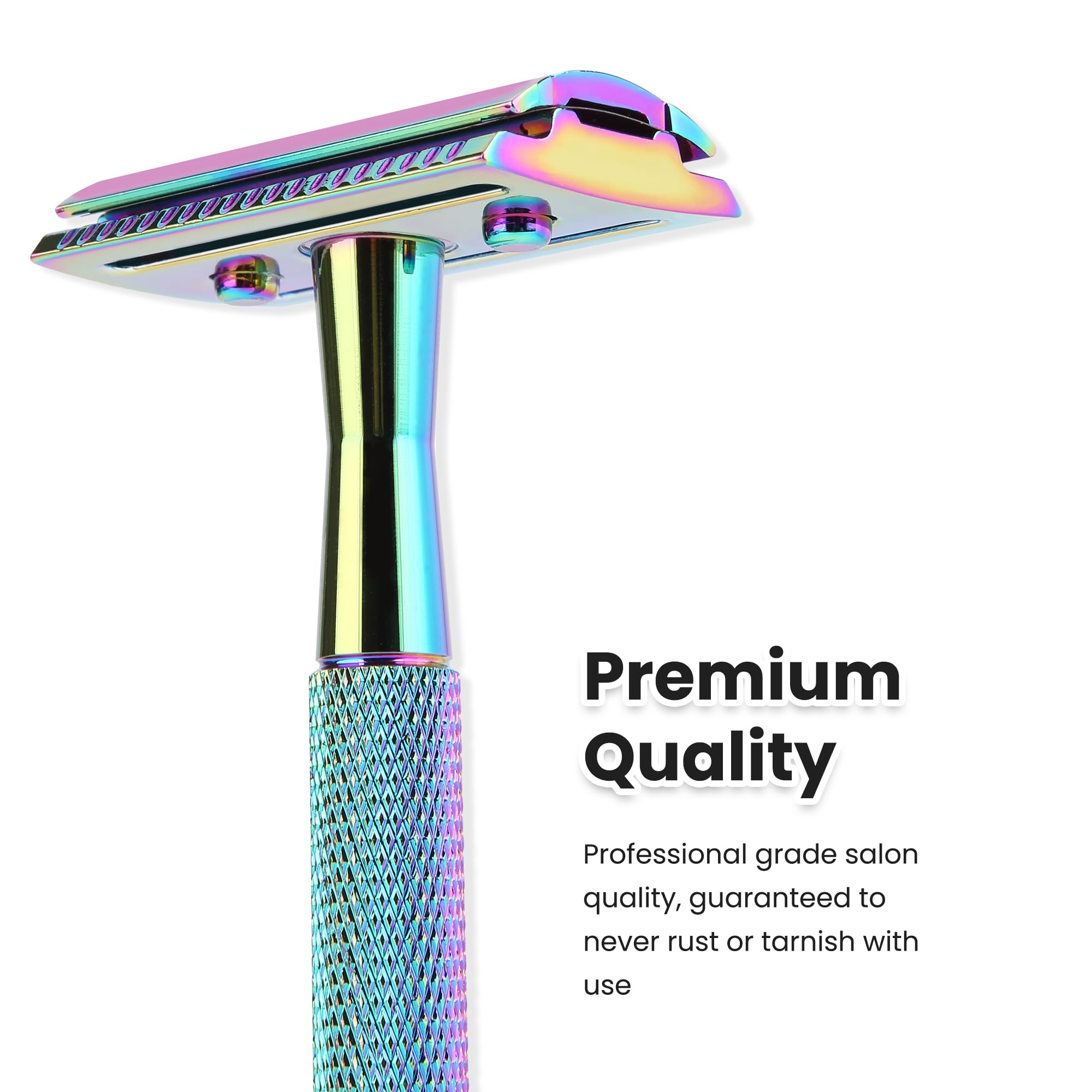 Keropy One Blade Safety Razor With Stand and 10 Premium Stainless Steel Reusable Safety Razor For Men and Women, Single Blade Safety Razors, Rainbow