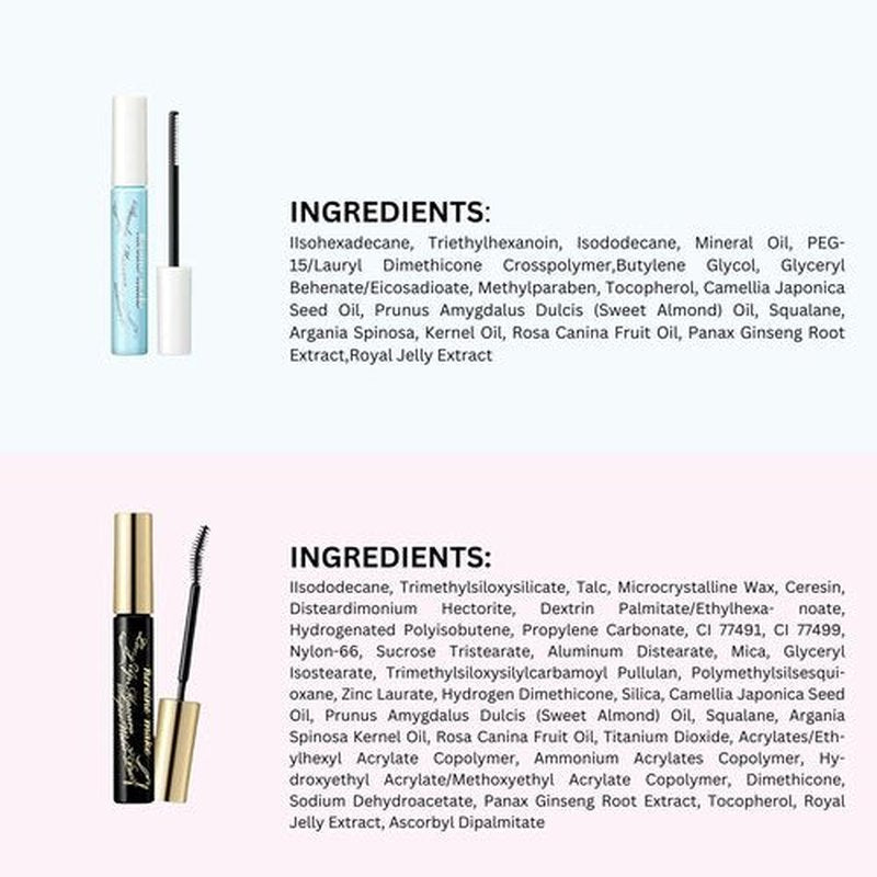 HEROINE MAKE by KISSME Waterproof Mascara Black | Volume and Length by Defining Fiber for Long and Curl Eye Makeup for Women + Gentle Mascara Remover Oil Free, Made in Japan, 2 Set