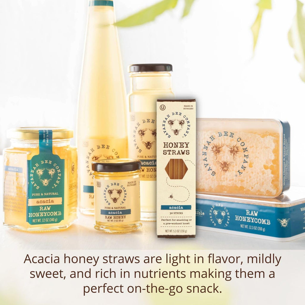 Savannah Bee Company Honey Straws - Pure and All Natural Honey Straw Sticks Made in the USA