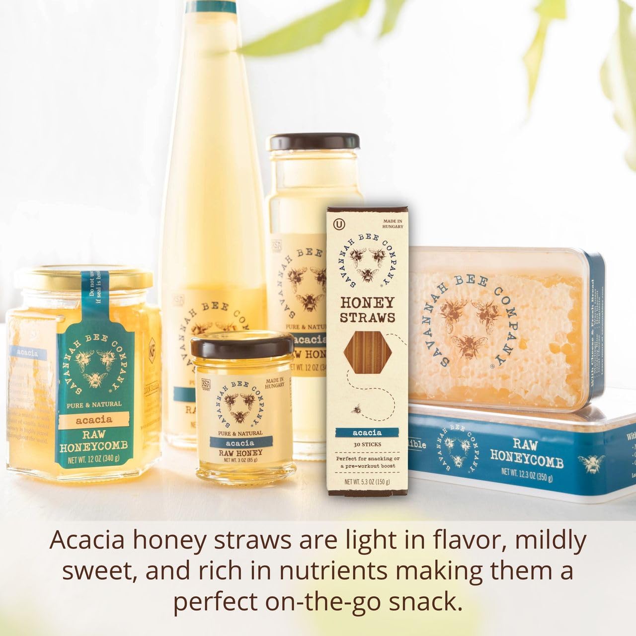 Savannah Bee Company Honey Straws - Pure and All Natural Honey Straw Sticks Made in the USA