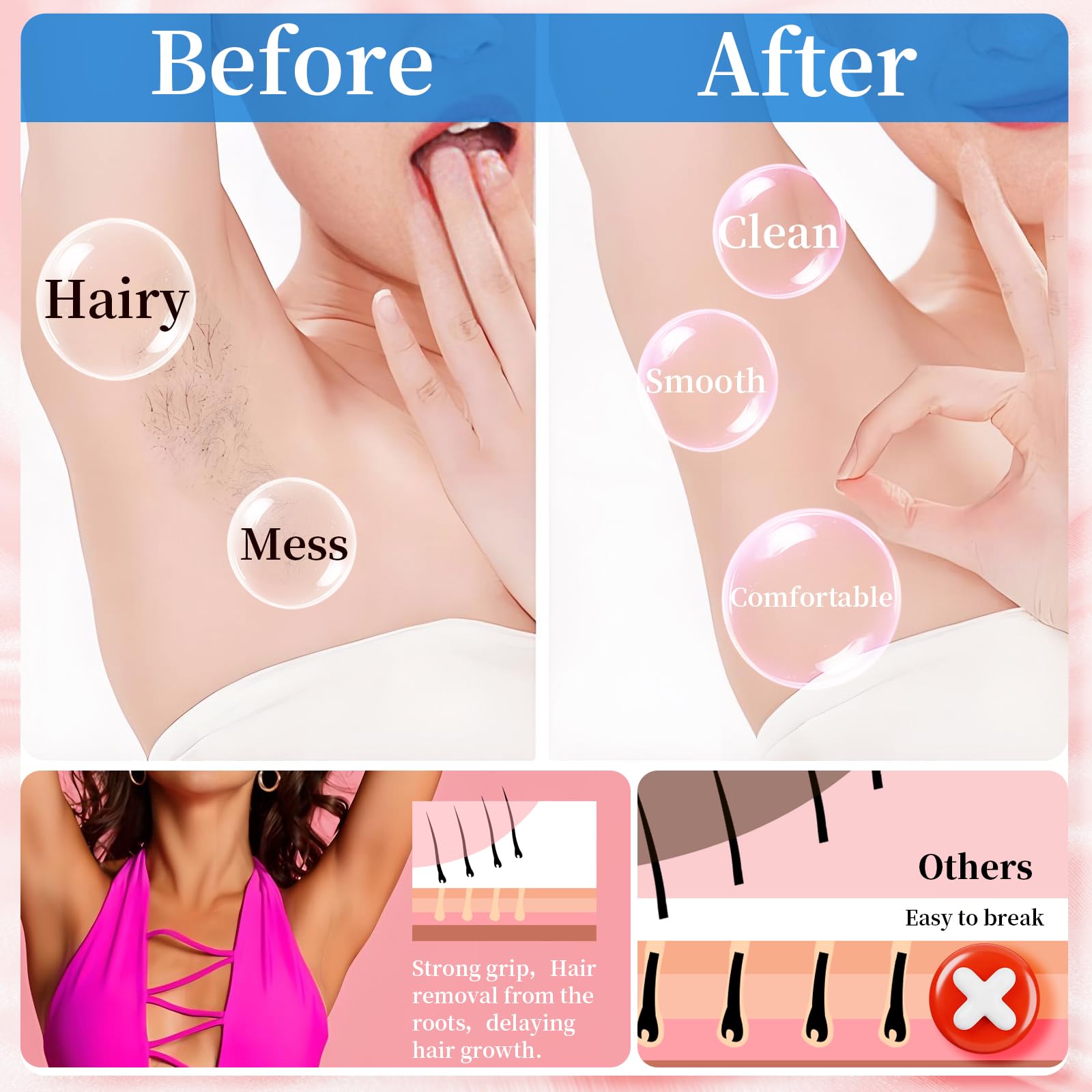 Chulan Hard Wax Beads, 400g Waxing Beads for Sensitive Skin Coarse Hair Removal, Brazilian Waxing, Bikini, Legs