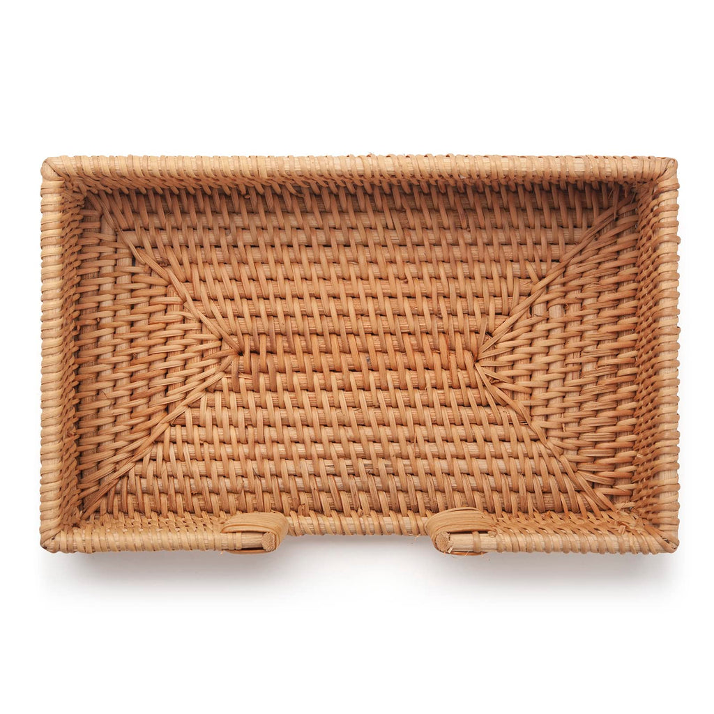 Rattan Napkin Holder Rectangle, 9.5" x 5.5" x 2", Wicker Napkin Tray, Woven Guest Towel Holder for Restaurant/Kitchen/Bathroom Paper Towels for Guests