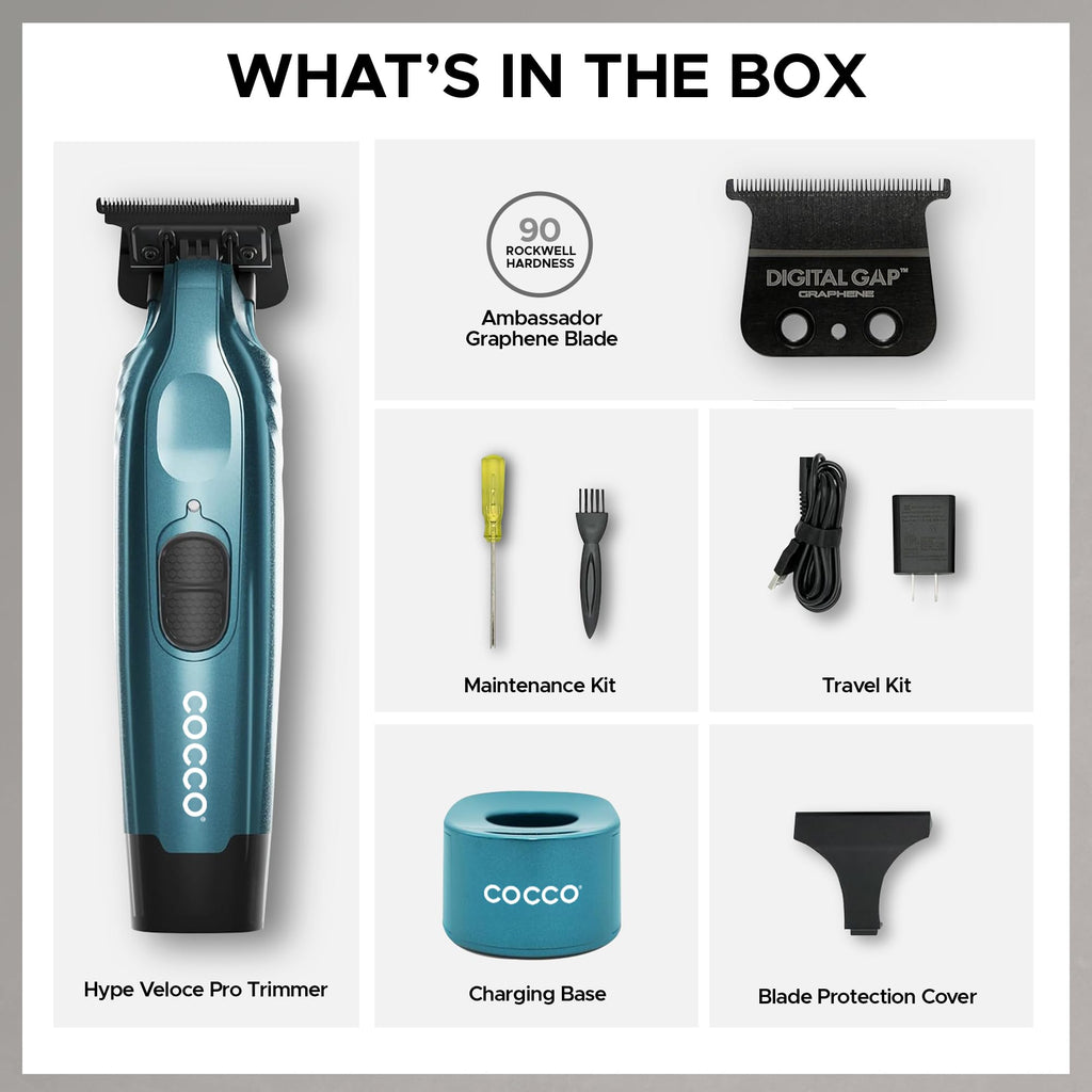 Cocco Hyper Veloce Pro Trimmer, Digital Gap Graphene Blade (Dark Teal)