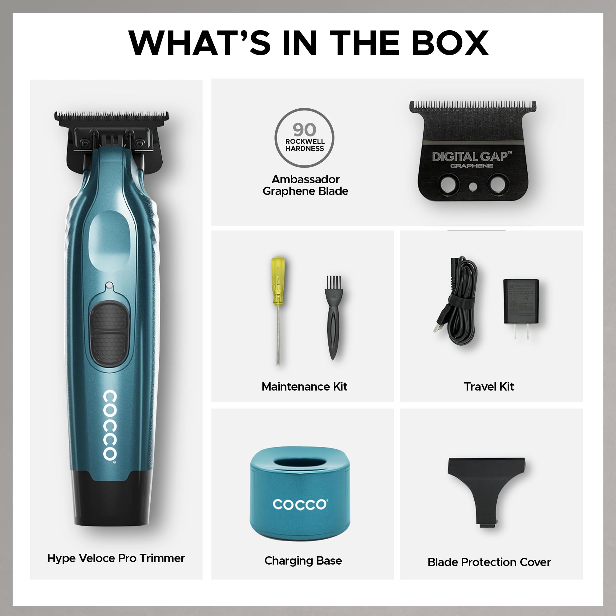 Cocco Hyper Veloce Pro Trimmer, Digital Gap Graphene Blade (Dark Teal)