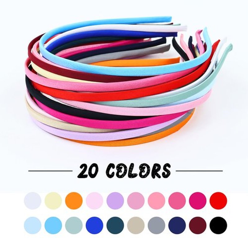 Cinaci 40 Pieces in 20 Colors Colorful 6mm Thin Skinny Stain Covered Metal Headbands Simple Plain DIY Craft Hair Bands Accessories for Women Girls Teens Kids Toddlers