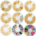 YesLady Nail Art Gold Metal Studs 3D DIY Punk Rivet Gems Manicure Beads Tips 10 Wheel Jewels Decoration