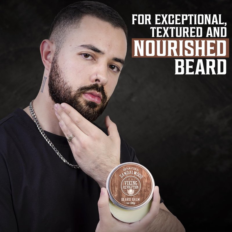 Viking Revolution Beard Balm Variety Pack - Styles, Strengthens & Softens | 1oz Each - Sandalwood, Pine & Cedar, Bay Rum, Clary Sage