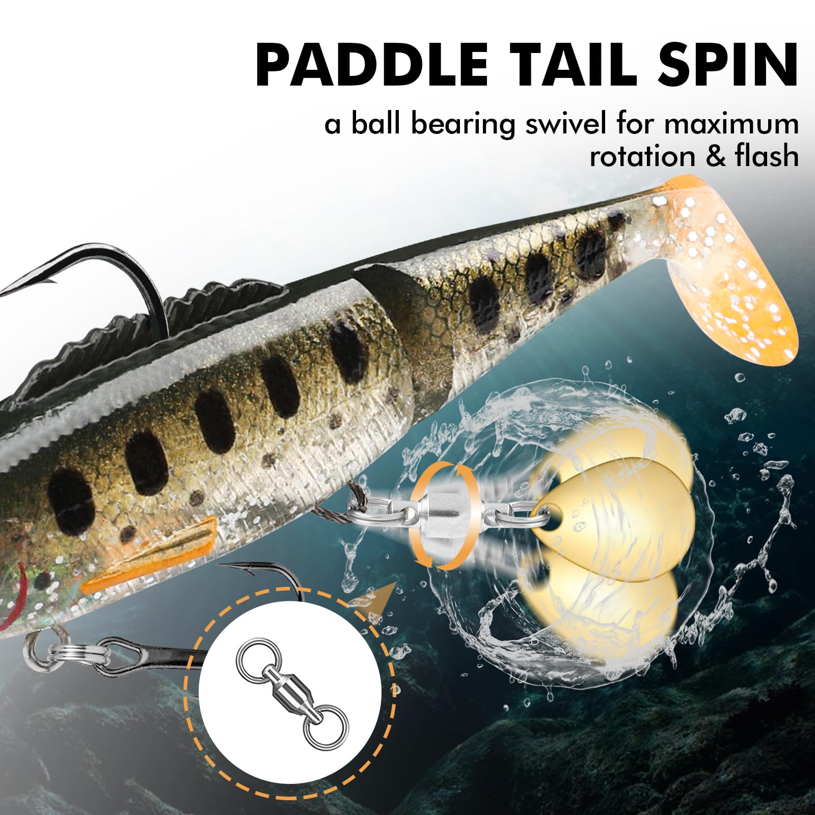 TRUSCEND Fishing Lures for Bass Trout Jighead Lures Paddle Tail Swimbaits Soft Fishing Baits Freshwater Saltwater Jigging Bass Fishing Gear Gifts for Men