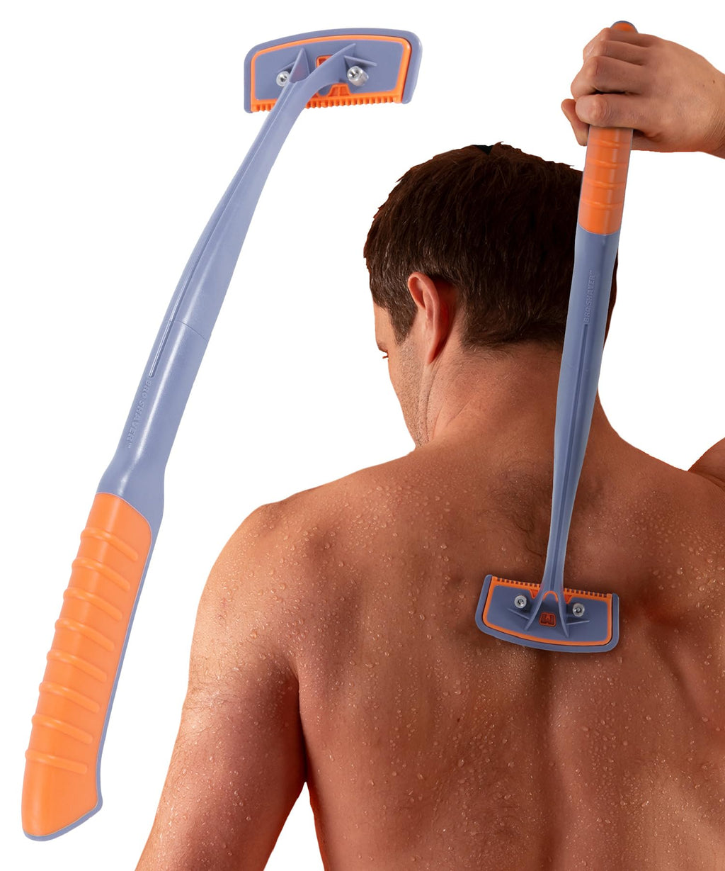 BroShaver 3.0, DIY Back & Body Hair Trimmer - Wet or Dry Shave for Men. Split Handle Razor with Ergonomic Grip