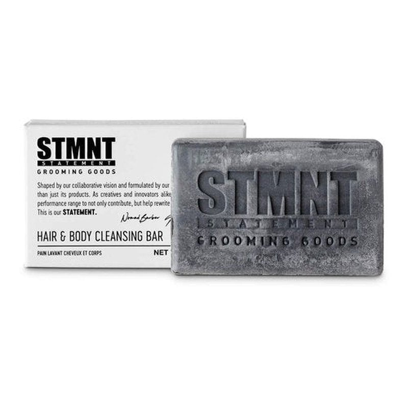 STMNT Grooming Goods Hair & Body Cleansing Bar - 4.4 oz | Sulfate-Free Moisturizing Formula with Activated Charcoal | Travel-Friendly