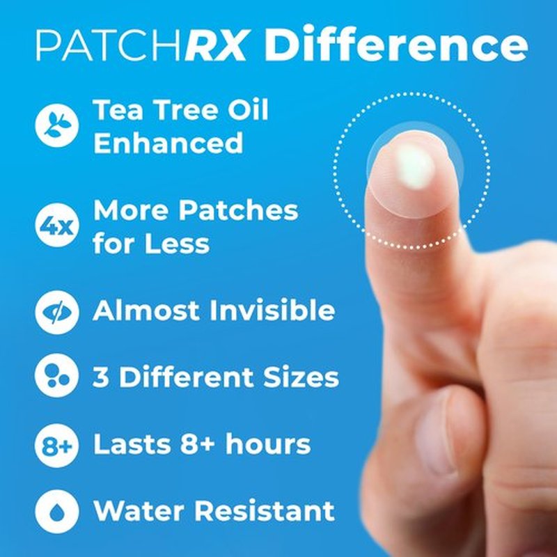 PatchRx Pimple Patches for Face (240 Patches), Hydrocolloid Acne Patches with Tea Tree Oil, Pimple Stickers - Acne Pimple Patches For Face - Zit Patches