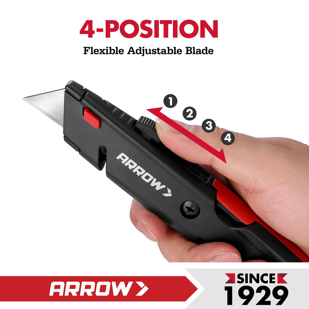 ARROW Retractable Box Cutter, Quick Change Utility Knife with 3 Blades