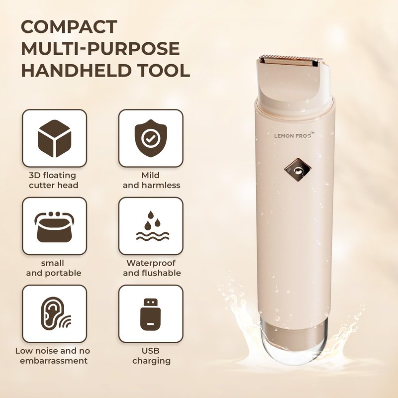 2 in 1 Rechargeable Electric Hair Trimmer for Women – Portable Bikini & Facial Shaver with 3D Floating Blade, Type-C Port with LED, IPX6 Waterproof, 5400 RPM Dual Head Shaver- Travel & Daily Use