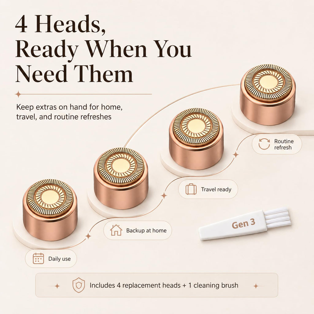 ceooe Replacement Heads for Finishing Touch Flawless Gen 3 Facial Hair Remover, Double Halo Blades Razor Refill Shaver Head, 4 Pack