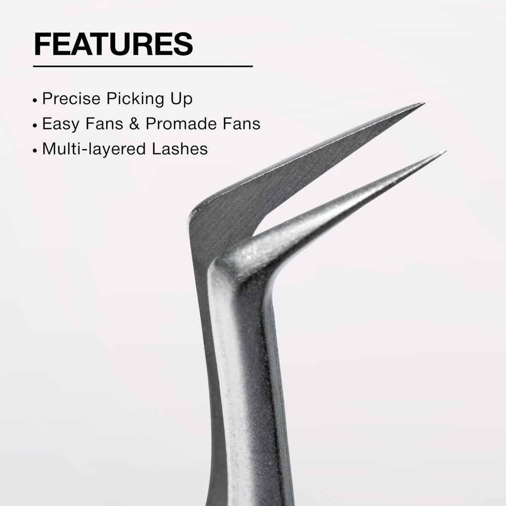 Curacoro Lash Tweezers for Eyelash Extensions - LashSmith 90° Tweezer for Easy Fan, Promade Fan & Multi-layered Lashes