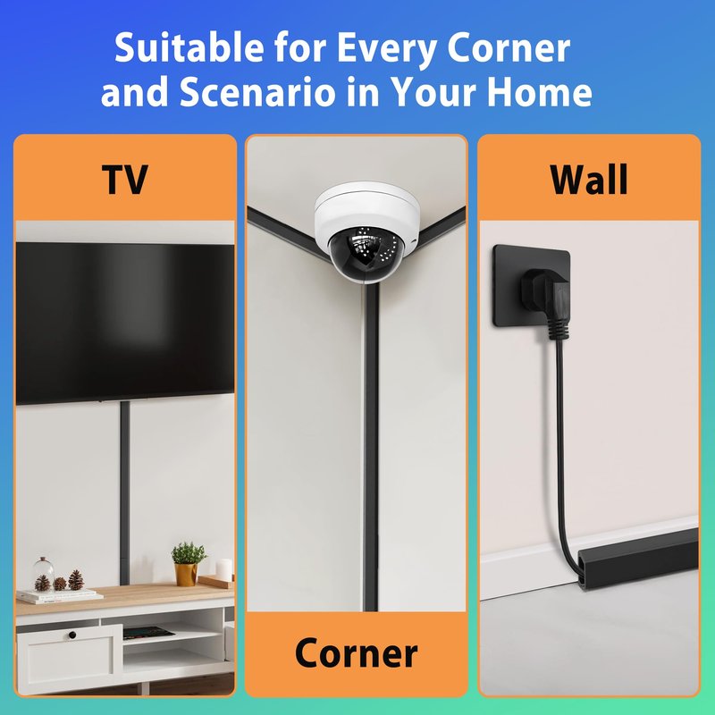 YCLYC Wall Cable Hider Kit, 116in TV Wire Hider for Wall, Paintable Cord Hider Wall, Cord Organizer Hide 1-2 Cords Wall Mounted TV, Wire Cover for Wall, Cord Concealer 7XL16.5 W0.86 H0.43in, Black