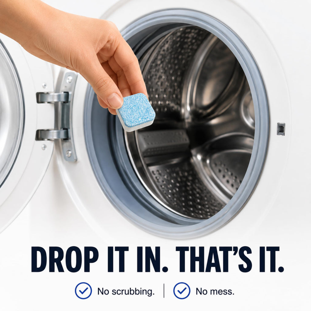 GRIME LABS Washing Machine Cleaner Tablets - Penetrating Deep Clean Washer Cleaner Tablets For Front Loader And Top Load HE - Active Formula Tub Descaler Deodorizer