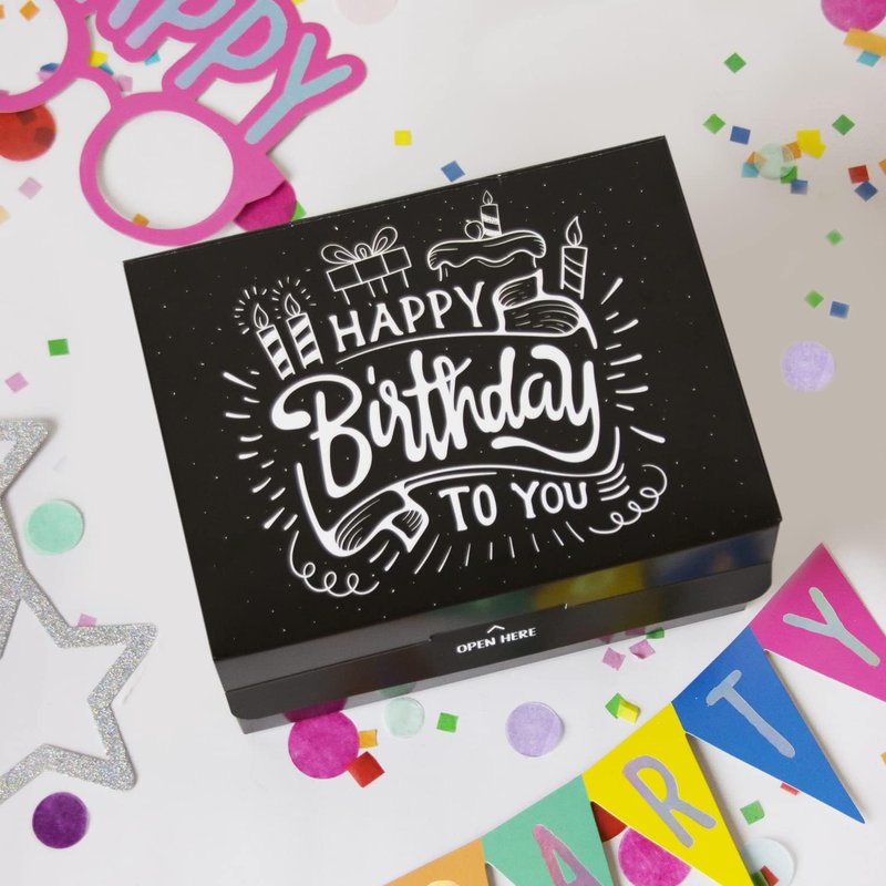 FETTIPOP Exploding Confetti Gift Box - Premium Black Surprise Kit for Happy Birthday | 7.2x5.5x4.3 in.
