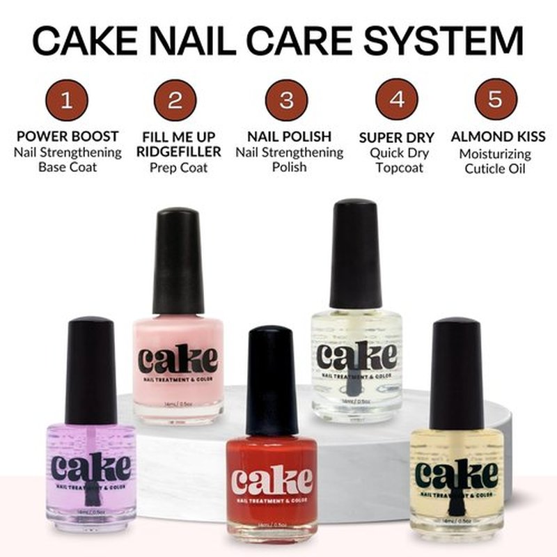 CAKE Natural Nail Strengthener, Nail Strengthener and Growth, Nail Repair for Damaged Nails, Fingernail Polish, Natural Nail Polish, Nail Concealer, Vegan, Quick Dry, Long Lasting (Brickin' Beautiful)