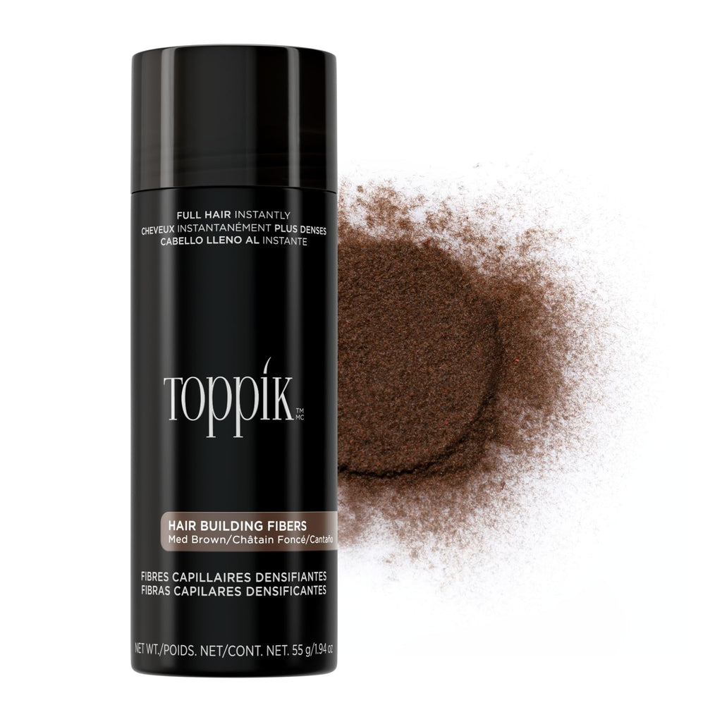 Toppik Hair Building Fibers, Medium Brown, 55g Fill In Fine or Thinning Hair, Instantly Thicker, Fuller Looking, 9 Shades for Men & Women, Keratin Protein Formula