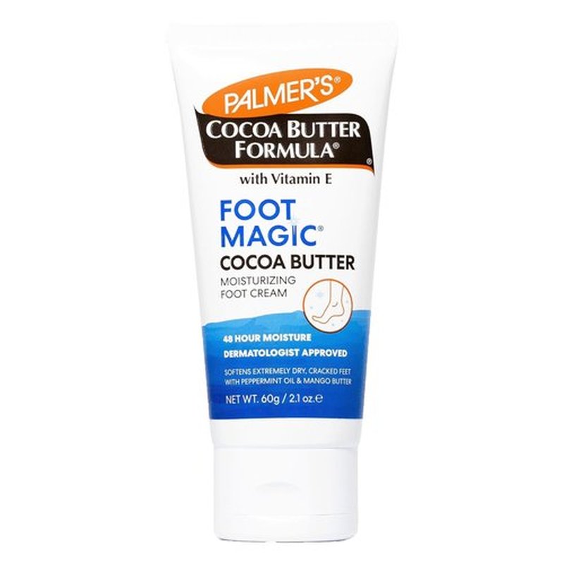 Palmer's Cocoa Butter Formula Foot Magic - Moisturizing Cream for Dry Cracked Heels | Peppermint Oil & Vitamin E, 2.1 Oz