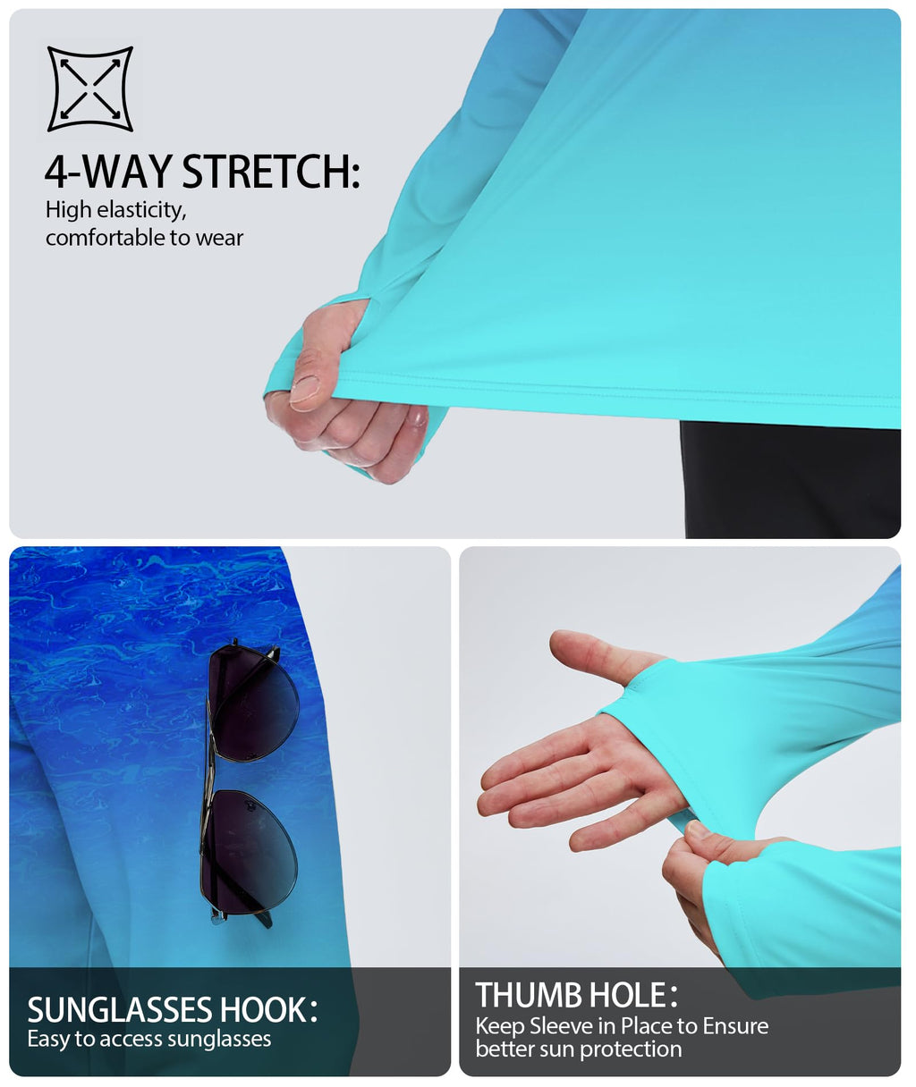 ZITY Men's Sun Protection Shirts Long Sleeve Rash Guard Hoodie UV UPF 50+ Fishing Running Athletic Sweatshirts