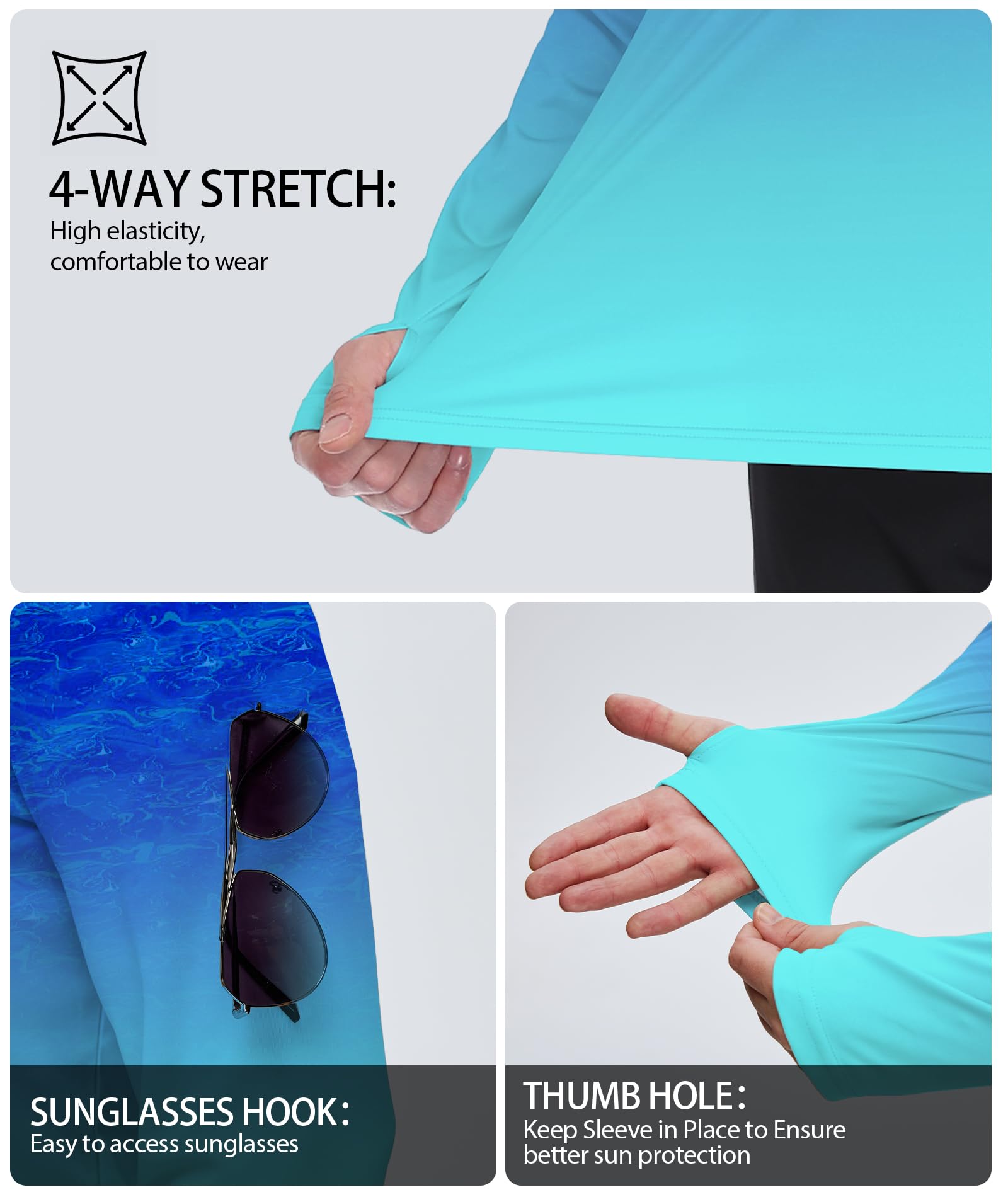 ZITY Men's Sun Protection Shirts Long Sleeve Rash Guard Hoodie UV UPF 50+ Fishing Running Athletic Sweatshirts