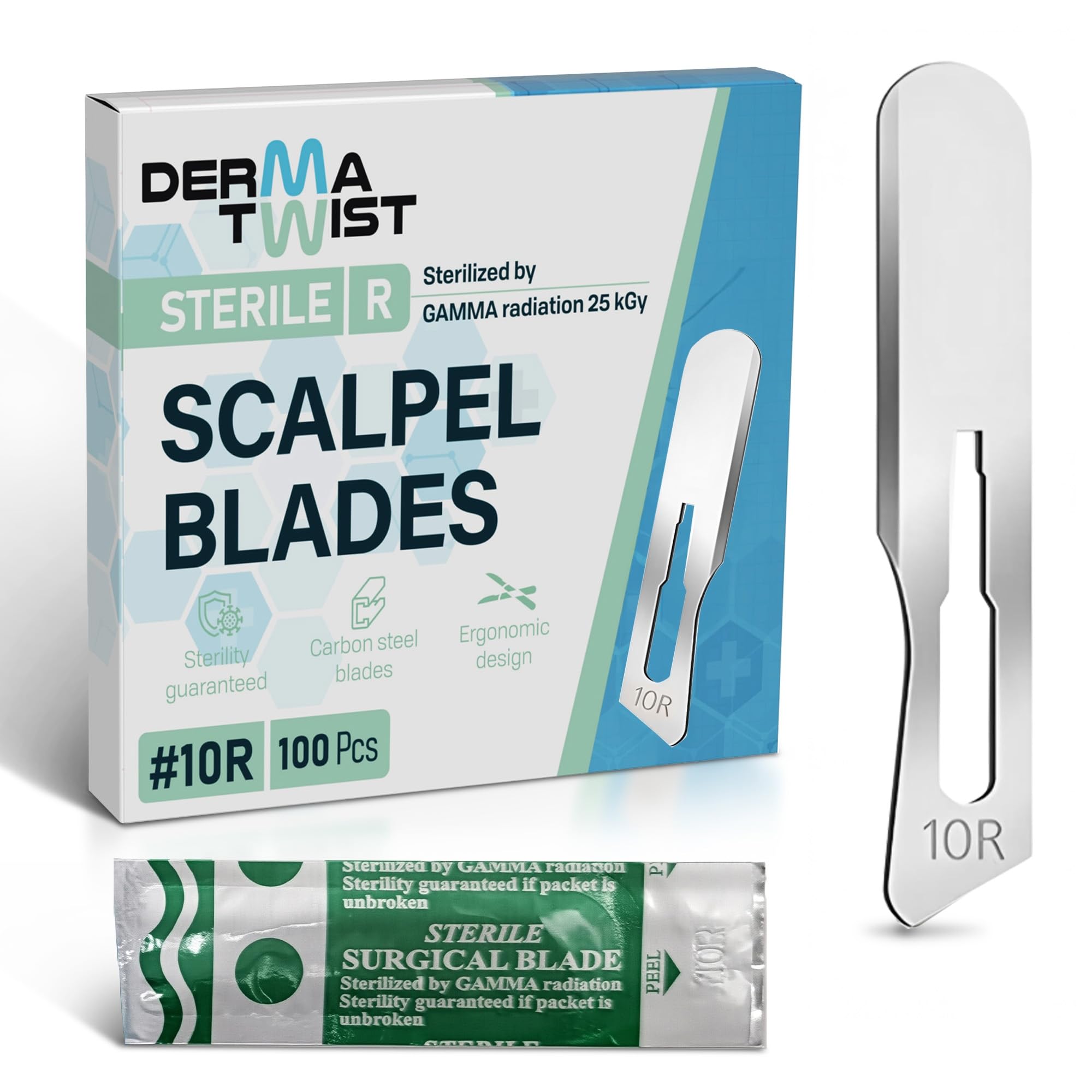 DermaTwist 10R Blades Dermaplaning 100-Pack Sterile Dermaplaning Razors for Women Face â 10R Dermaplane Blades for face