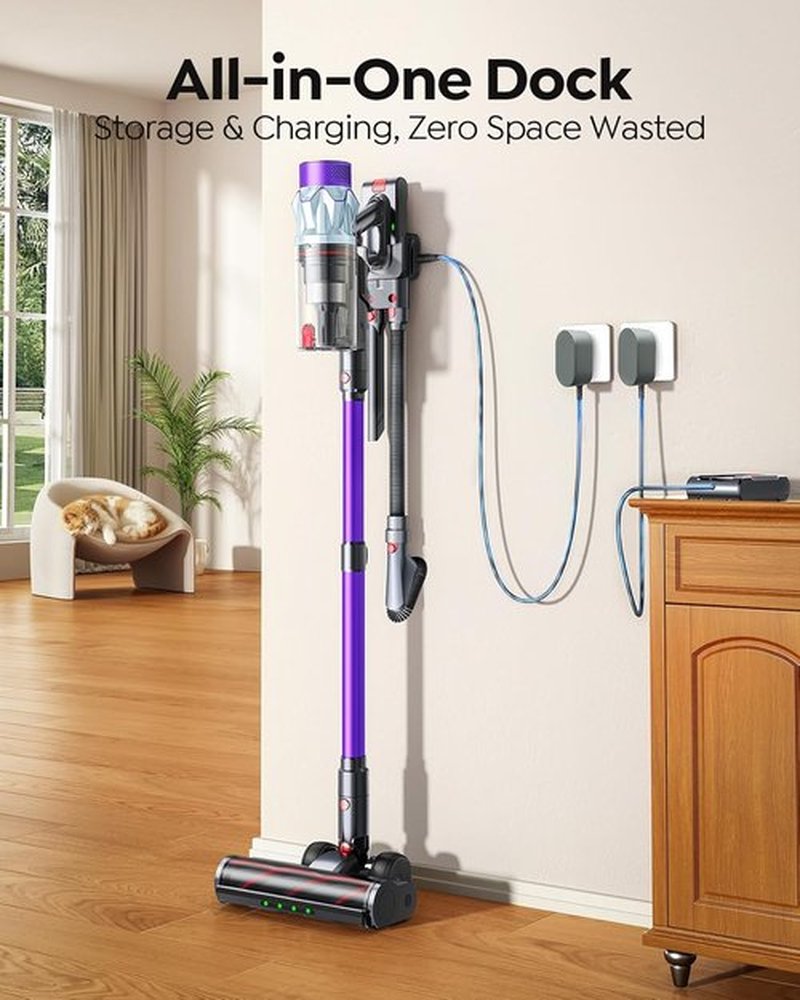 Skiennix Cordless Vacuum Cleaner - 70 Min Runtime, 650W Power, Self-Standing Design | Ideal for Home & Pets