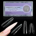 VOCOSTE 240pcs Sandwich Dual Nail Forms, Almond Round Nail Art Tools for Quick Nail Extension, 15 Sizes Plastic Reusable Form, Long Nails DIY Salon & Bride Party Manicure Kits