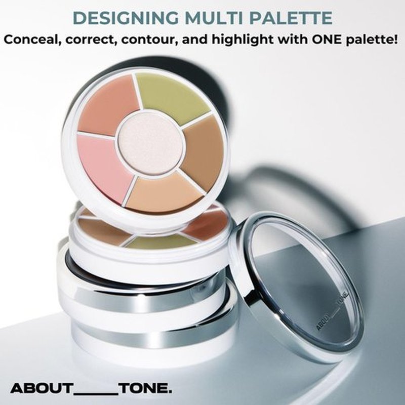 **About Tone Multi Palette - All-In-One Concealer, Corrector & Highlighter | Buildable, Long-Lasting Coverage**