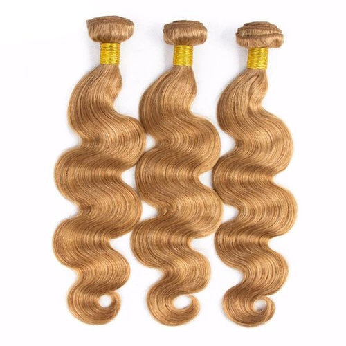 28 30 32 Inch Color 27 Body Wave Bundles Human Hair Honey Blonde Human Hair Bundles Virgin Hair 3 Bundles Blonde Body Wave Bundles Hair Extensions 150g
