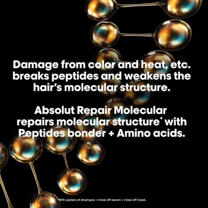 L'Oréal Professionnel Paris Absolut Repair Shampoo & Rinse-Off Serum Set - Strengthens Dry, Damaged Hair with Peptide Bonder & Amino Acids, Sulfate-Free