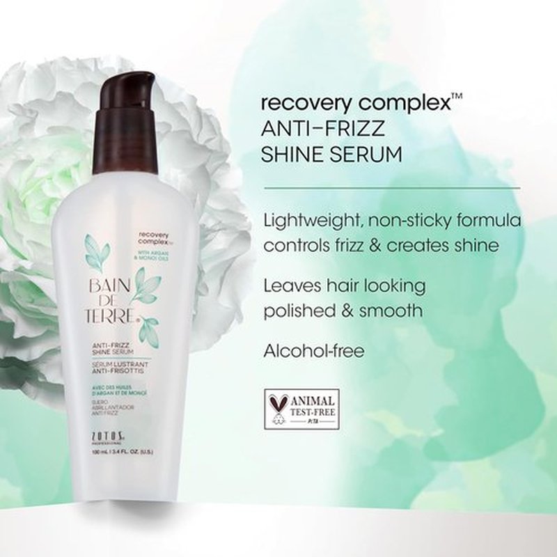 Bain de Terre Recovery Complex Anti-Frizz Shine Serum - Silky Shine & Frizz Control | Vegan & Color-Safe
