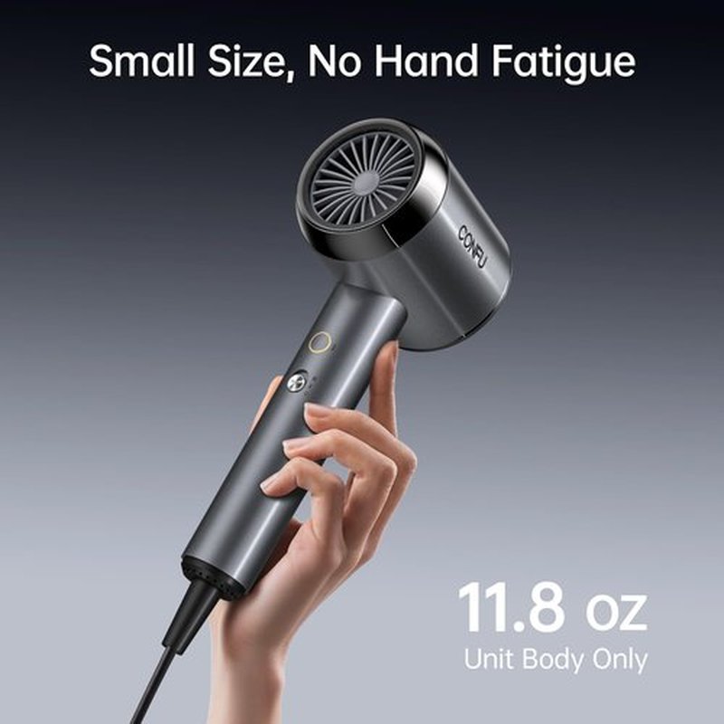 CONFU Diffuser Hair Blow Dryer - Plasma Ionic Professional 1600 Watt Hairdryer Fast Drying for Curly Hair Anti Frizz - Lightweight Portable Ion Blower Dryer for Women & Men